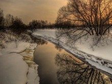 зимний вечер / тут зимуют утки.р.волковка в питере