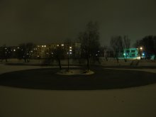 Зимний пруд / Ночной пейзаж. Пруд в парке им. А.В. Суворова в городе Кобрине.