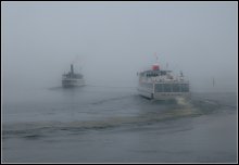 Конвой уходит в туман... / Начало навигации, утро, пасмурно, туман.