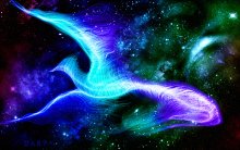 Синяя птица счастья / Работа в Photoshop, синяя птица счастья летит по вселенной.