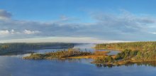 Рассвет над заливами Ладожского озера. / Панорама сделанная в начале октября в Карелии, в районе Ладожского озера.