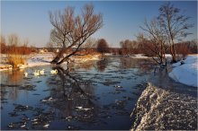 Весна пришла / Еще морозы, снег лежит. Но речка уже вскрылась, уносит зиму в далекое море...