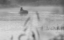 &nbsp; / утро река лодка туман