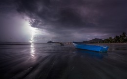 lightning hitting at sea shore / Samara