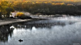 туман над рекой и первые краски рассвета / октябрь, фото сделано по дороге на работу на велосипеде