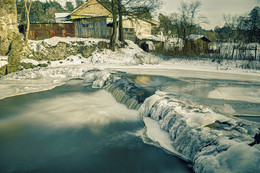 Зимняя речка / Река Лососянка зимой, Гродно, Беларусь.