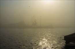 Сквозь солнечный туман ....... / Крым, море, осень, туман, порт