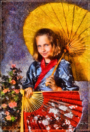 Девочка с жёлтым зонтом. / Детский портрет.