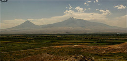 Панорама Араратов / Большой и Малый Арарат. Вид с монастыря Хор Вирап, Армения. 2015