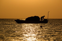 Рыбацкое утро / Рыбацкая лодка у берегов Оманского залива на восходе солнца