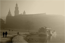 Рассвет над Вислой / Краков, город, Польша, пейзаж