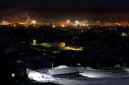 поселок Облучье в ночь на Рождество / Облучье ЕАО Дальний Восток горнолыжная база