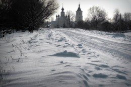 Сельский зимний пейзаж / Зима , деревня .