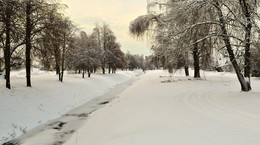 вечер близок / зима, маленькая речка, вечерний свет