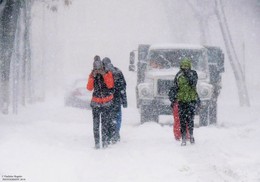 снежный шторм / сильный снегопад во время прохождения циклона Эмма в Гомеле, январь 2016