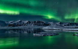 Ночь в Ледяной лагуне / Йокульсарлон (Ледяная лагуна), Исландия