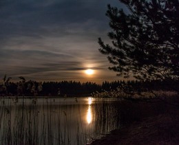 Лунная тропинка / Восход луны над озером.