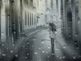 Дождь в городе. / Вильнюсская улица в дождливый день.