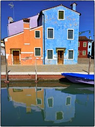 Burano island, Venice / Colorful houses on the famous island Burano, Venetian lagoon