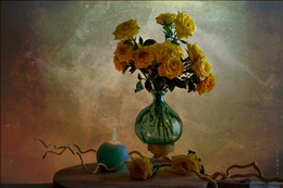 желтые розы / натюрморт, цветы, розы, текстура