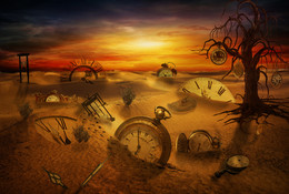 Время истекло / Компьютерное манипулирование фантазии часы потеряли в пустыне