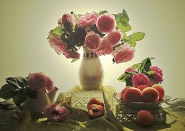 Натюрморт с абрикосами и розами / ......