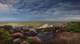 Море волнуется / Азовское море, Геническ, панорама 6 вертикальных