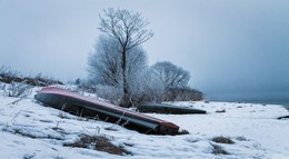 Морозное утро. / Город Дубна, берег Волги.