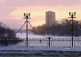 Зимнее утро. / Рассвет в Подмосковном городе Пушкино.