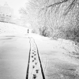 Колыбельная / Падал снег. На пустынной улице, вдалеке, можно было различить одинокий женский силуэт с детской коляской.
Оболонская набережная. Киев.Украина.