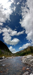 Только небо над головой... / Река Шавла. Северо-Чуйский хребет. Горный Алтай. Вертикальная панорама.