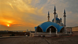 Мечеть Кул-Шариф / Казань, мечеть Кул-Шариф на закате дня
