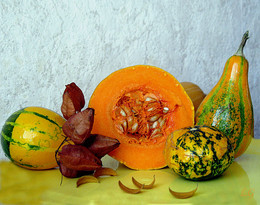 Осенний урожай / разноцветные тыквы