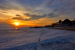 Зимний вечер на берегу Жигулевского моря. / Тольятти. Берег Жигулевского моря.