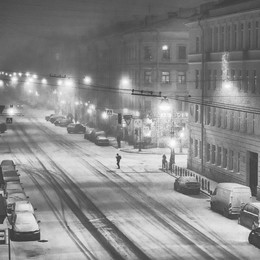 А из нашего окошка... / Первый снегопад в 2018 году. Петербург.