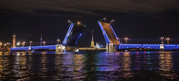 Ночной Дворцовый мост. / Развод Дворцового моста.