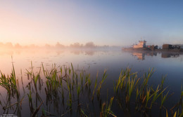 Акварель. / Московская область, город Дубна, река Дубна, Ратмино.