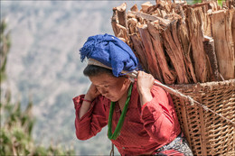 Дама не из Амстердама / &quot;Хранительница очага&quot;. Непал. Муж редко бывает дома. Основной вид заработка у шерпов - перетаскивание грузов по горным тропам. Все домашние работы ложатся на плечи женщины.