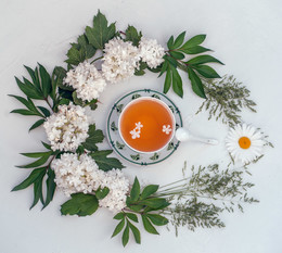 цветочный чай / цветы бульденежа и чай