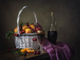 Натюрморт с фруктами и вином / классический натюрморт