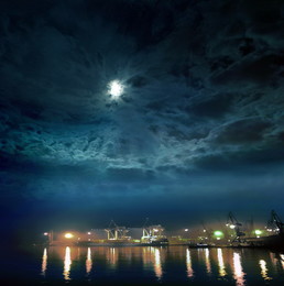 Светопредставление в порту Одессы / Одесский порт ночью