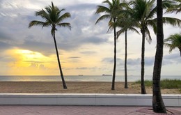 Рассветный пляж Флориды / Песчаные пляжи восточного побережья юга Флориды растянуты на сотни километров