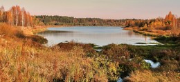 Панорама на осеннее озеро / Панорама на осеннее озеро в Орловском Полесье