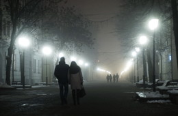 Туманная перспектива. / Вечерний туман в городе.