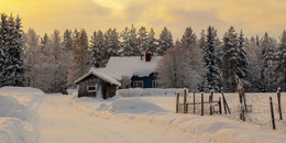 Зимний вечер / Финский хутор холодной зимой.