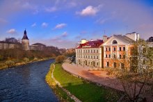 В Пскове. / Центр города, река Пскова, кремль.