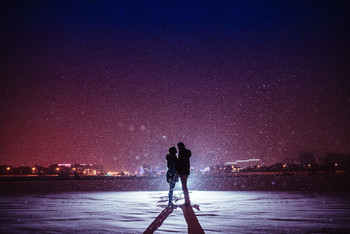 Зима, ночь, любовь. / Съемка на льду озера, парк Дрозды.