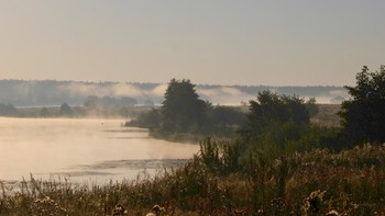 Утренние туманы. / Лето, озеро Сосновое.