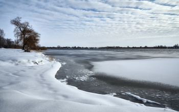 У замерзающего озера / Зимний пейзаж. Озеро Лиман Харьковская область. Декабрь 2018.