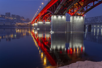Мосты / Николаевский автомобильный и железнодорожный мосты через реку Енисей